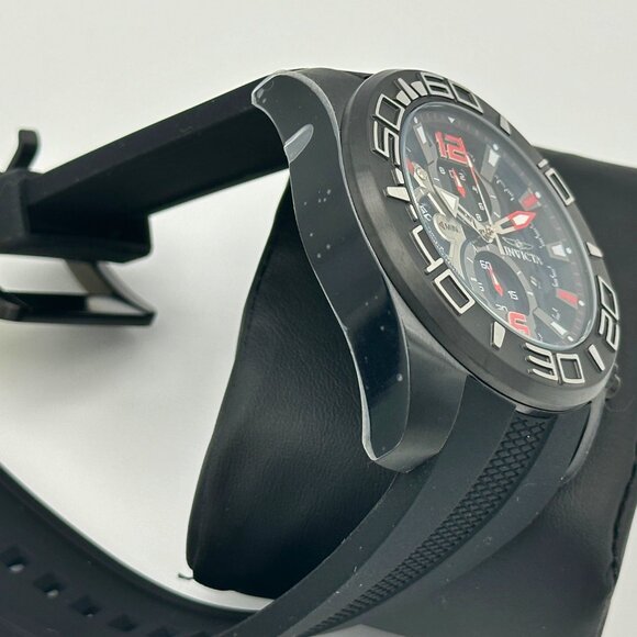 NEW Invicta Men TURBO Pro Diver 50MM BLACK Dial Chronograph SS BLACK Strap Watch - Picture 4 of 10